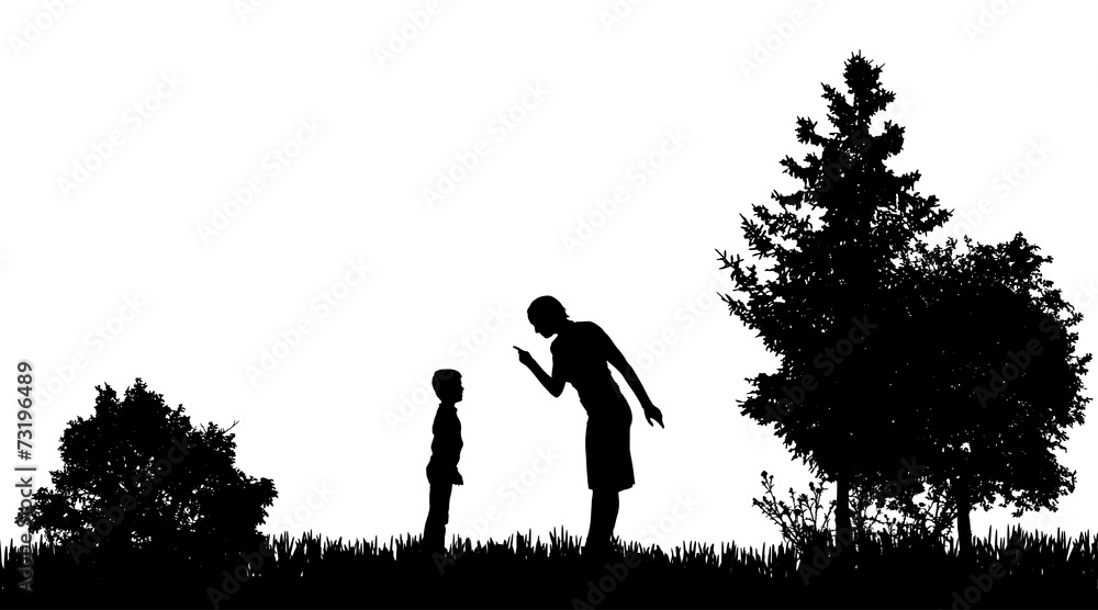 Poster Vector silhouettes of family.