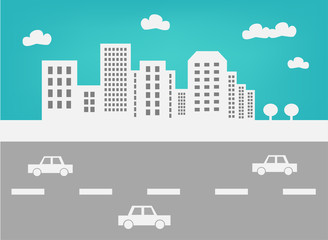 City skyline and traffic vector illustration