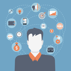 Flat style modern web businessman infographic icon