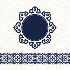 The blue square frame. White background.