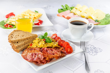 scrambled eggs and bacon