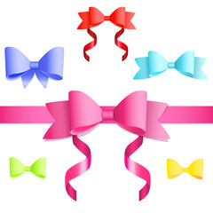 Set of colorful bows and ribbons