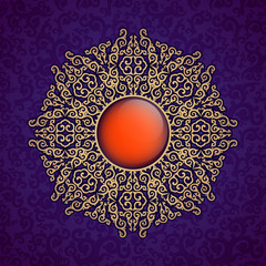 Oriental, folk ornament. Purple background.