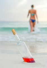 Social theme concept. Swimming drunk is dangerous.