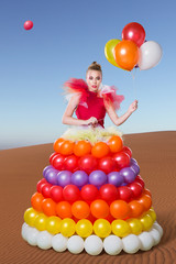 Beautiful woman in balloon dress