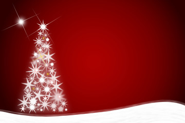 Christbaum mit Sternen, rot, Illustration #3