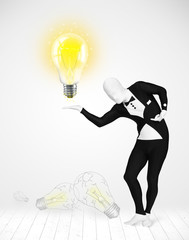 Man in full body with glowing light bulb