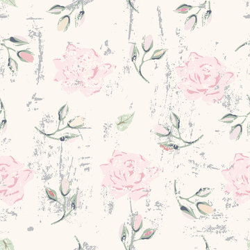 grungy floral seamless pattern