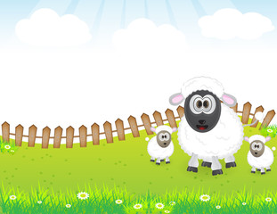 cute animal sheep family