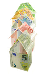 Houses of euro banknotes