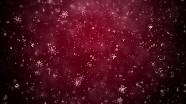 Winter Christmas background, falling snowflakes and stars