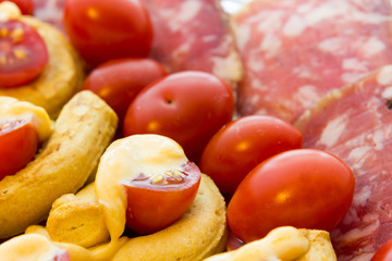 Taralli piccanti with tomato mayonnaise and salami
