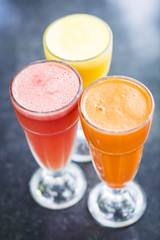 fresh orange carrot and watermelon fruit juice