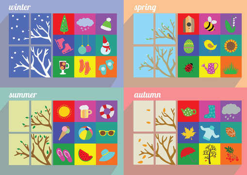 Four seasons symbol vector illustration