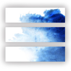 Abstract blue watercolor hand painted background