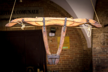 wooden yoke in a vintage flea market