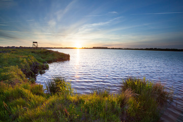 Sunset over Lake in Meerstad
