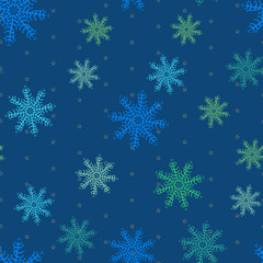 Seamless pattern of snowflakes