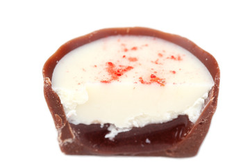 isolated sliced chocolate candy, praline