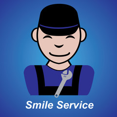 Smile service sign blue background
