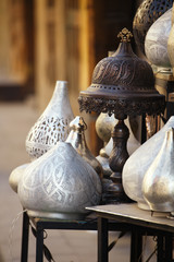 lamps, crafts, souvenirs  in street shop in cairo, egypt