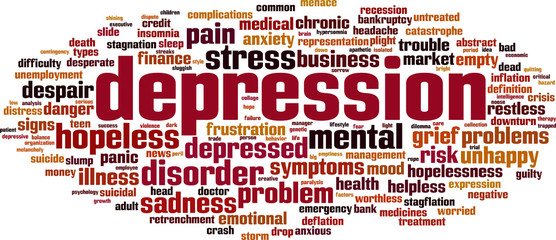 Depression word cloud concept. Vector illustration