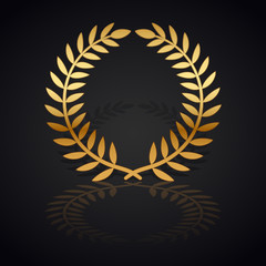 Obraz premium Gold laurel wreath with shadow and reflection