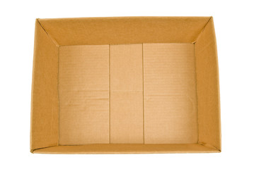 Aerial View of Empty Cardboard Box With Lid Folded In