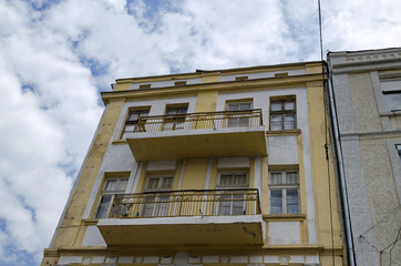 Fragment of old house with interesting facade.
