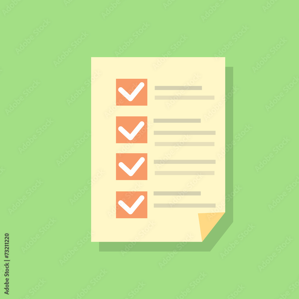 Aufkleber check list paper flat icons design vector shadow color
