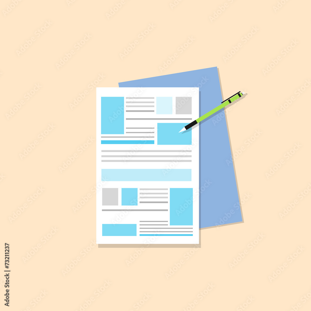Poster paper document with pen flat icons design vector color