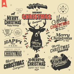 merry Christmas and Happy New Year Vintage background