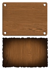 wooden banner isolated on white background set