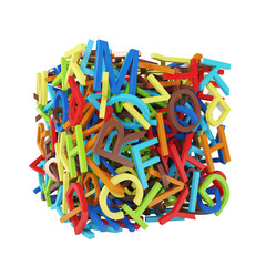 Fototapeta premium Random multicolored letters forming a cube