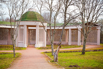 wooden gazebo in the park