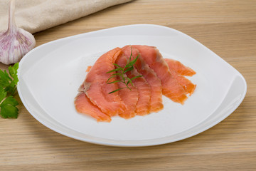Sliced salmon