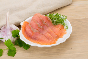 Sliced salmon