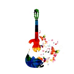 Naklejka premium Colorful guitar design