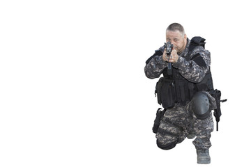 Special Forces soldier,  police swat, isolated on white