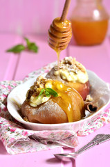 Apple baked with ricotta,walnuts,cinnamon and honey.