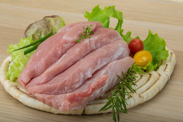 Raw pork schnitzel