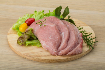 Raw pork schnitzel