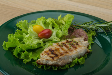 Grilled pork schnitzel