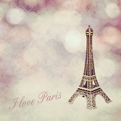 vintage pink background and Eiffel tower