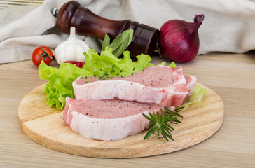 Raw pork steak