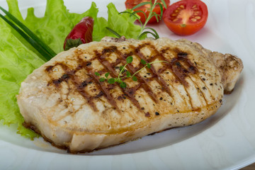 Grilled pork steak