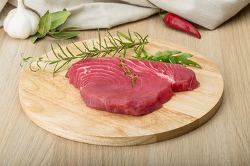 Raw tuna steak