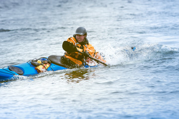 Fototapeta na wymiar Kayaker in action