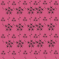 Seamless black simple flowers pattern
