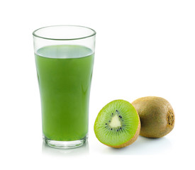 Kiwi fruit juice isolated on white background
